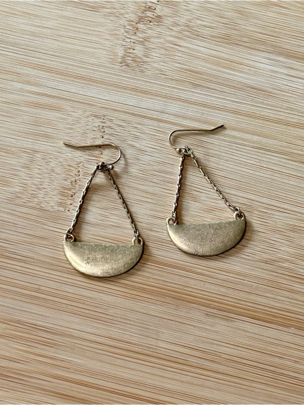 Gold Crescent Chain Drop Earrings - Women Jewelry